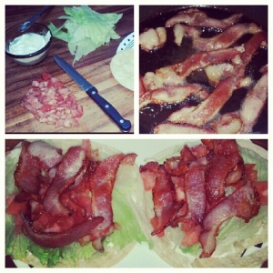 My finished BLT TortillaSo delicious, I scarfed it down in less than 5 minutes!